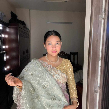 Embroidered Net Scalloped Saree in Silver