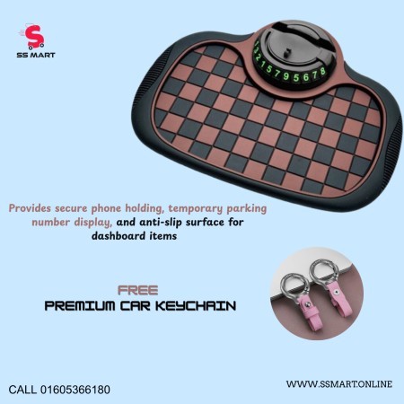 Premium Car Dashboard Anti-Slip Mat + FREE Leather Key Chain Combo